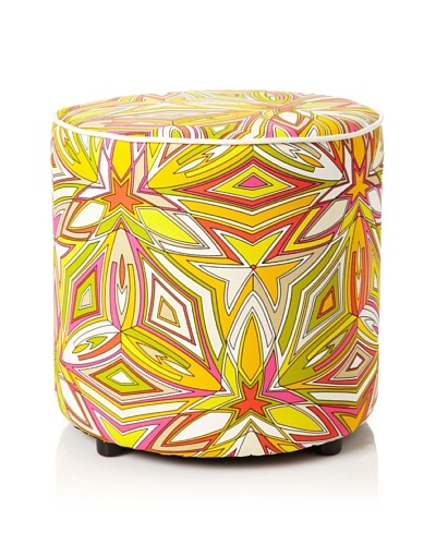 Julie Brown Indoor/Outdoor Round Ottoman, Peach Sangria