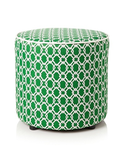 Julie Brown Indoor/Outdoor Round Ottoman, Green Pretzel