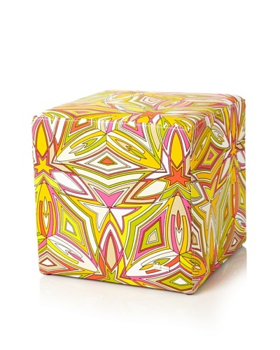 Julie Brown Indoor/Outdoor Square Ottoman, Peach SangriaAs You See