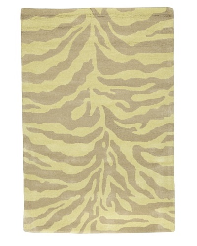 Kabir Handwoven Rugs Contemporary Rug, Ivory/Tan Zebra, 4' x 6'