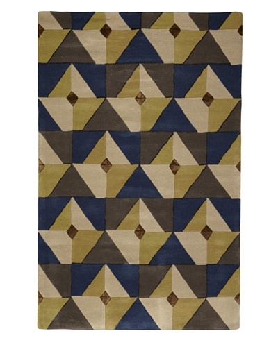 Kabir Handwoven Rugs Contemporary Rug [Brown/Blue/Tan/Ivory]