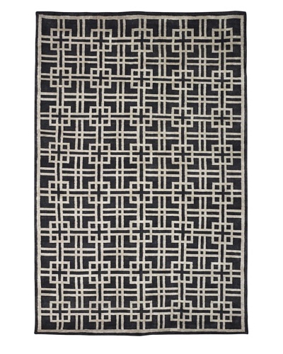 Kabir Handwoven Rugs Linen Rug, Charcoal/Grey, 6′ x 9′