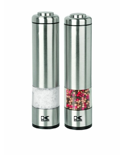 Kalorik Battery-Operated Salt-and-Pepper Grinder Set, Brushed Stainless Steel