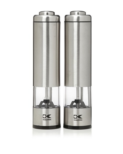 Kalorik Battery-Operated Salt-and-Pepper Grinder Set, Brushed Stainless Steel