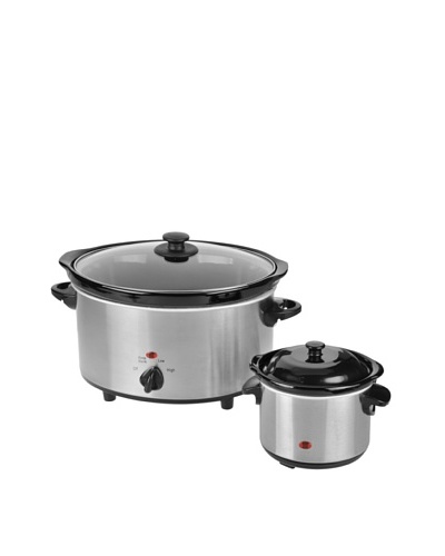 Kalorik 4.75-Quart Stainless Steel Slow Cooker with 0.75-Quart Stainless Steel Dipper