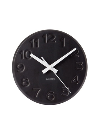 Karlsson Engraved Numbers Steel Wall Clock, Black