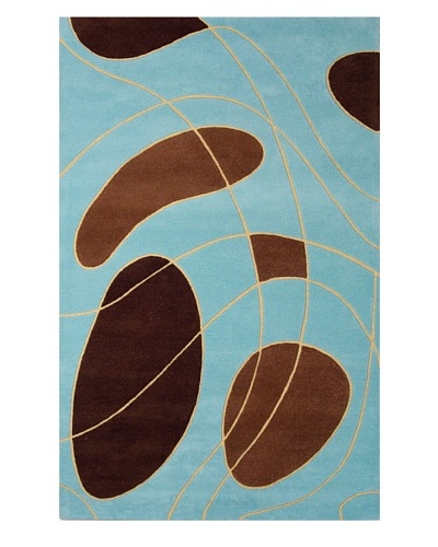 Kas Contempo Rug, Mocha/Blue, 5' x 8'