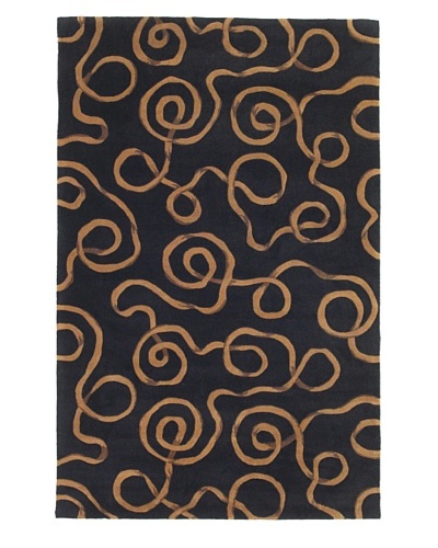 Kas Ribbon Curls Rug, Taupe/Black, 5' x 8'