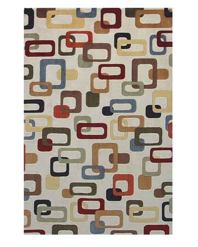 Kas Retro Frames Rug, Ivory, 2' x 3'