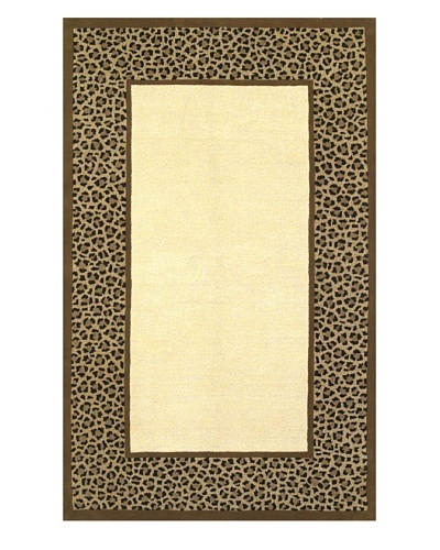 Kas Leopard Border Rug, Ivory/Coffee, 5' x 8'