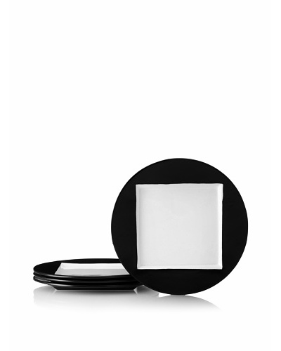 Kate Spade Saturday Set of 4 Square-in-Circle Accent Plates, Black/White