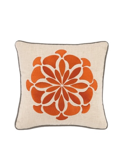 Kate Spain Bahir II Embellished Down Pillow, Orange, 12″ x 12″