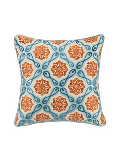 Kate Spain Bahir I Embellished Down Pillow, Orange/Teal, 16 x 16