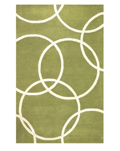 Kavi Handwoven Rugs Falling Circles Rug [Green/White]