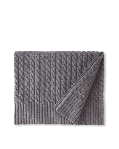 Sofia Cashmere Veneto Classic Cable-Knit Throw, Smog, 50 x 60