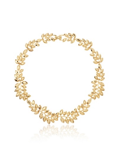 Kenneth Jay Lane Gold Stones Leaf Necklace
