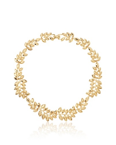 Kenneth Jay Lane Gold Stones Leaf Necklace