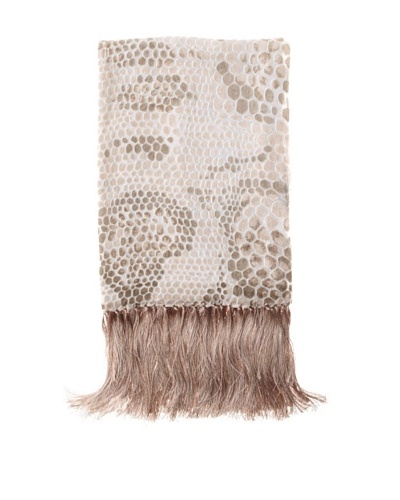 Kevin O'Brien Studio Snakeskin Velvet Throw with Fringe, Latte Cream