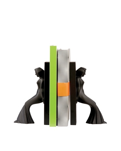 Kikkerland Pair of Leaning Ladies Bookends, Black