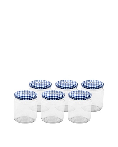 Kilner Set of 6 Blue/White Round Twist Top .3L/9.7 fl oz. Jars