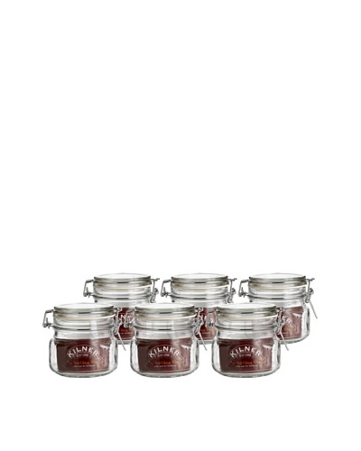 Kilner Set of 6 Clip Top .5 Liter/17 fl oz. Square Jars