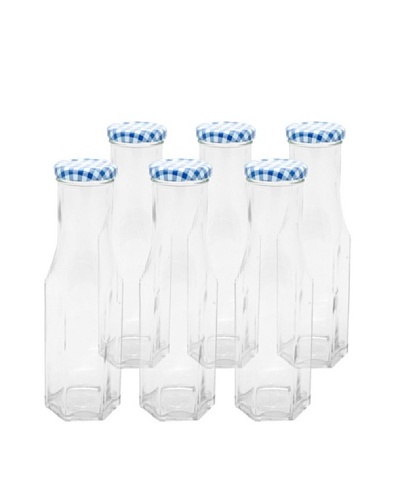 Kilner Set of 6 Blue/White Hexagonal Twist Top .25L/8.4 fl oz. Bottles