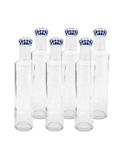 Kilner Set of 6 Blue/White Round Twist Top .25L/8.4 fl oz. Dressing Bottles