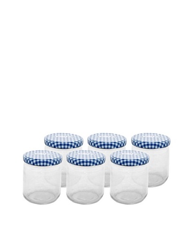 Kilner Set of 6 Blue/White Round Twist Top 93ml/3 fl oz. Jars