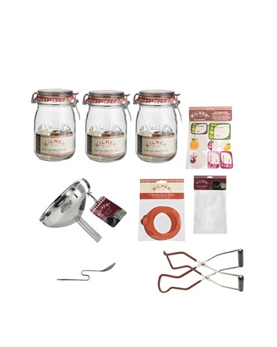 Kilner Set of 3 Clip Top Jars & Preserving Kit