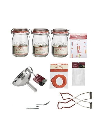 Kilner Set of 3 Clip Top Jars & Preserving Kit