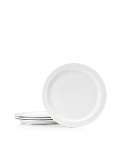 Set Of 4 Hotel Line Dinner Plates, White, 10”