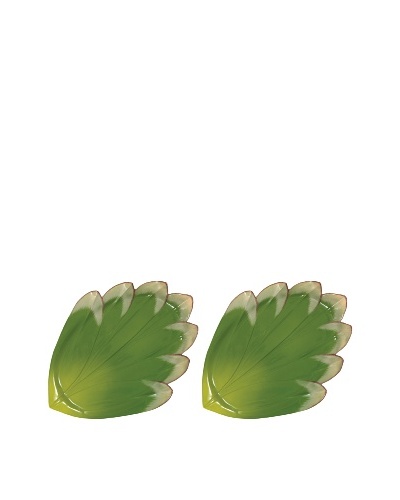 Mustardseed and Moonshine Set of 2 Gladiola Round Platters, Green