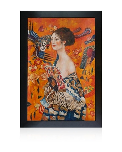 Gustav Klimt Signora Con Ventaglio Framed Oil Painting