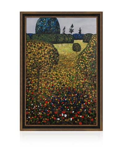 Gustav Klimt Field of Poppies Framed Oil Painting