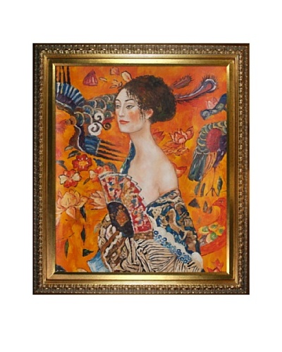 Gustav Klimt Signora con Ventaglio Interpretation Framed Oil Painting