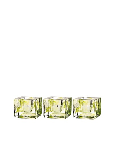 Kosta Boda Set of 3 Brick Votives, Lime, 3