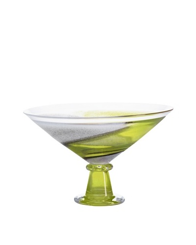 Kosta Boda Twister Footed Bowl, Green, 8.5″