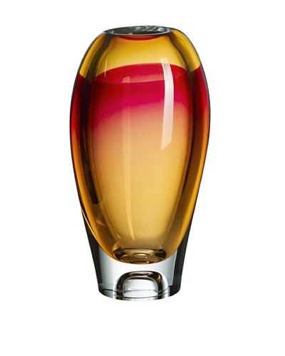Kosta Boda Vision Vase, Pink/Amber, 10.25″