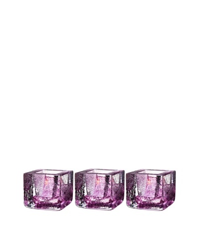 Kosta Boda Set of 3 Brick Votives, Purple, 3″