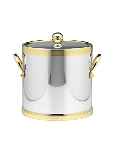 Kraftware Polished Chrome & Brass 3-Qt. Double Metal Handled Ice Bucket