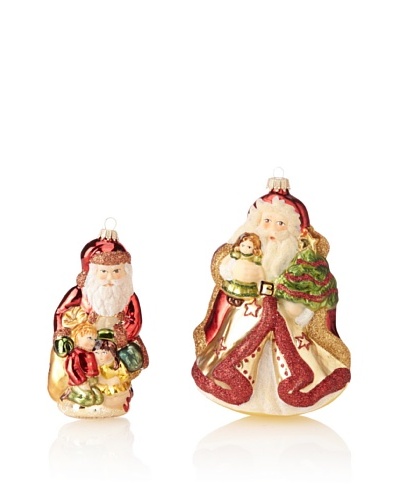 Krebs Glas Lauscha English Santa with Children & Swiss Santa with Doll Set