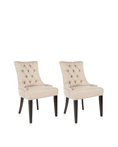 Safavieh Mercer Collection Heather Grey Linen Nailhead Dining Chair, Set of 2