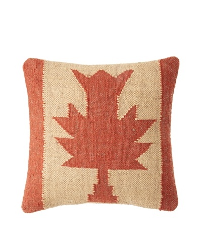 La Boheme Jute/Wool-Blend Flag Cushion, Yellow/Rust, 16″ x 16″