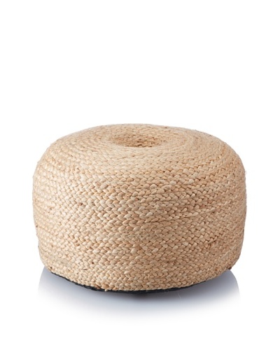 La Boheme Hand-Woven Jute Pouf, Natural