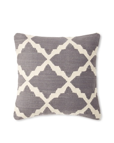 La Boheme Cotton Tile Cushion, Off-White/Slate, 16 x 16