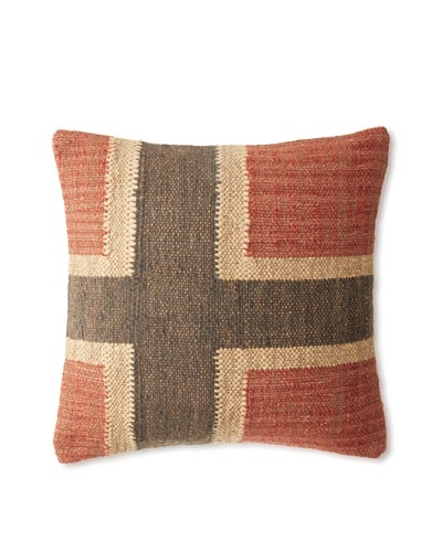 La Boheme Jute/Wool-Blend Flag Cushion, Natural/Multi, 17 x 17