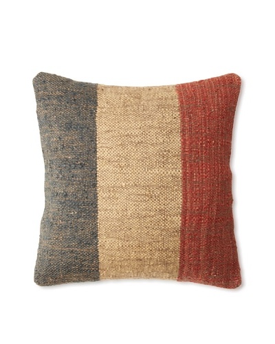 La Boheme Jute/Wool-Blend Flag Cushion, Natural/Multi, 18 x 18