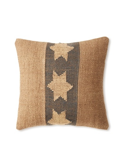 La Boheme Jute/Wool-Blend Flag Cushion, Natural/Slate, 16″ x 16″