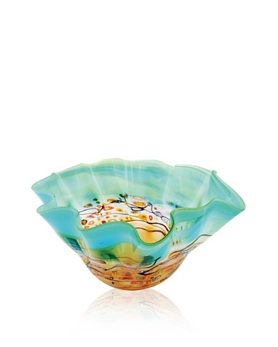 Viz Art Glass Dotted Sea Ruffle Bowl