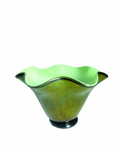 La Meridian Hand Blown Glass Bowl with Ruffled Rim